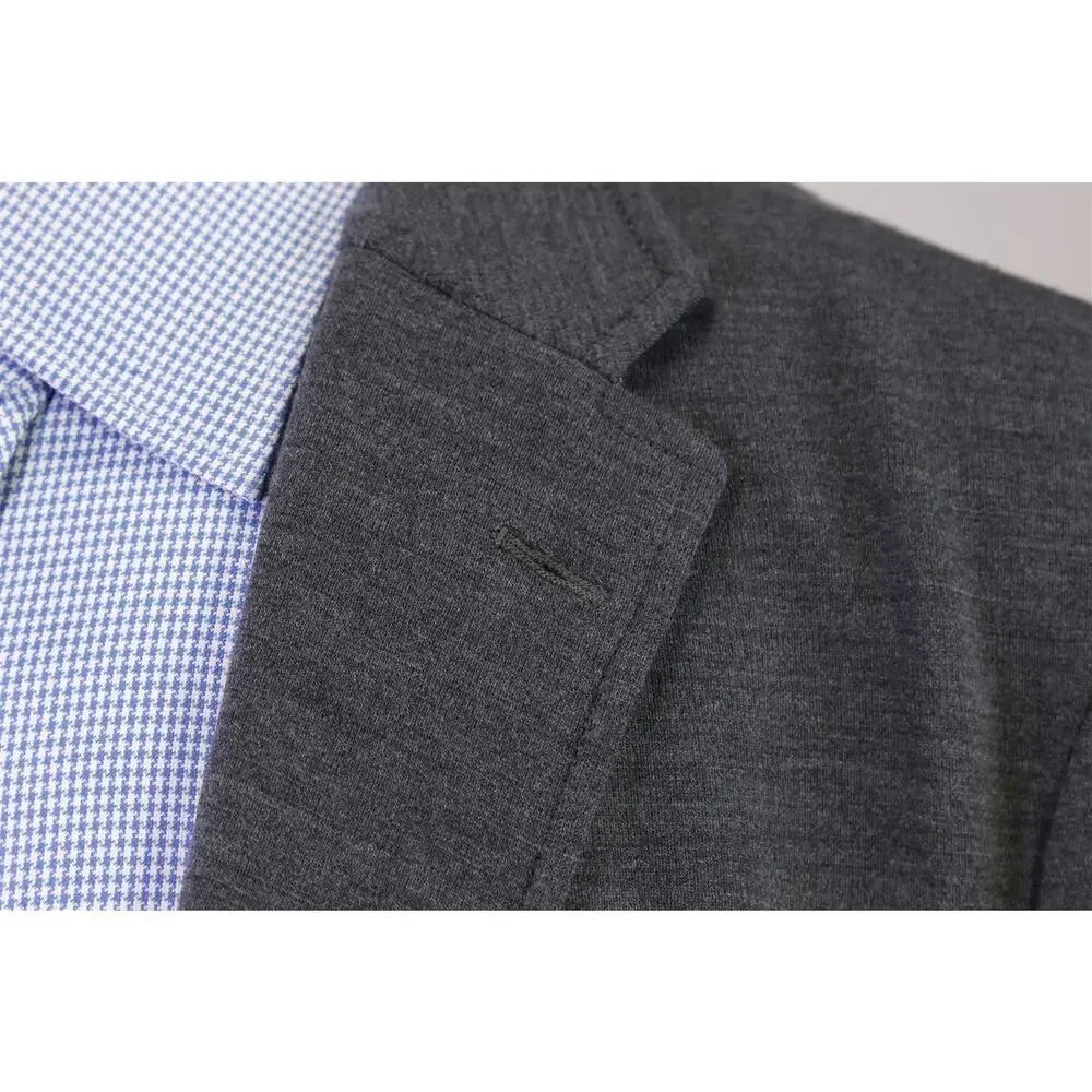 Hickey Freeman Current Gray Jersey Knit Wool Patch Pocket Blazer Jacket 46R